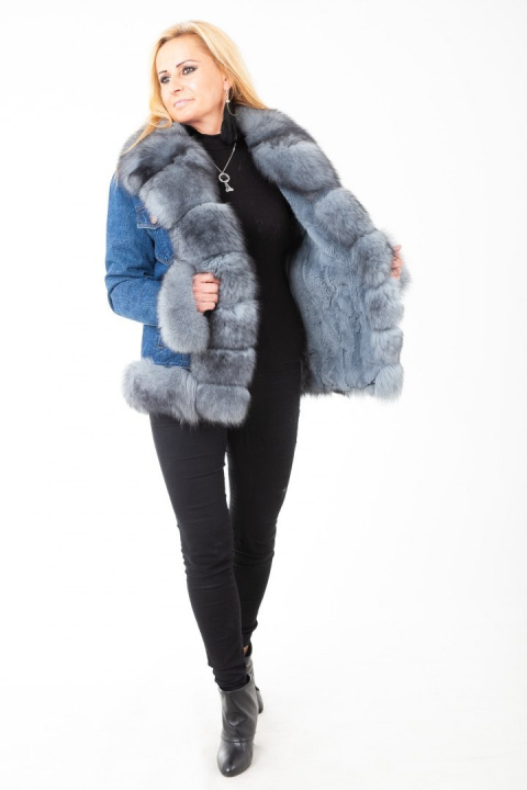 EKSKLUZYWNA PARKA DŻINSOWA DAMSKA OBSZYTA PIĘKNYM NATURALNYM FUTREM Z LISA EKSKLUZYWNA PARKA DŻINSOWA DAMSKA OBSZYTA PIĘKNYM NATURALNYM FUTREM Z LISA