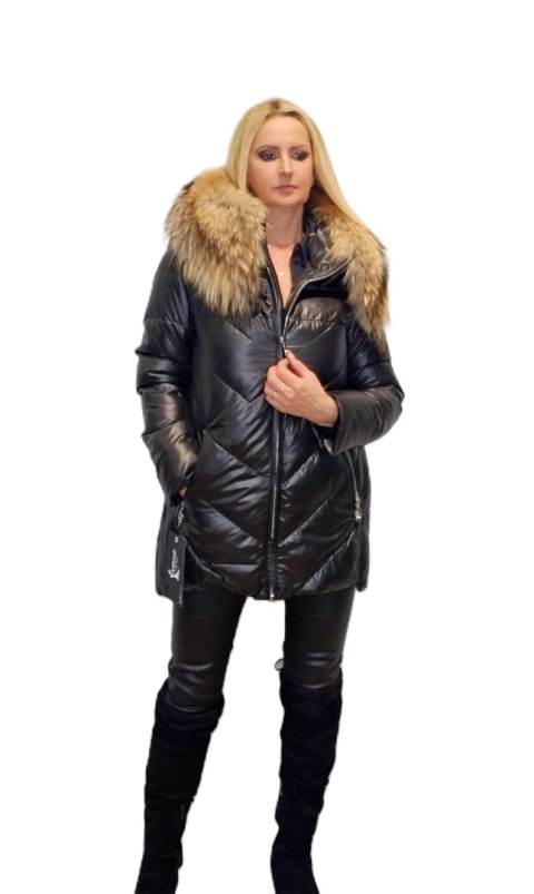 ELEGANCKA KURTKA ZIMOWA PIĘKNY NATURALNY JENOT PLUS SIZE (DUŻE ROZMIARY)