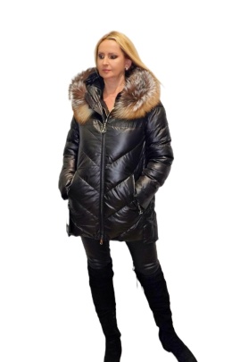 REWELACYJNY PŁASZCZ PUCHOWY PIĘKNY SREBRNY LIS HIT