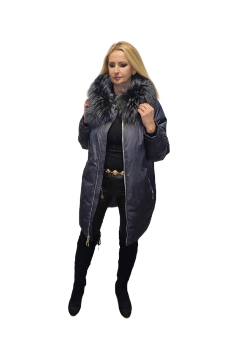 ELEGANCKI PŁASZCZ KURTKA ZIMOWA PIĘKNY NATURALNY LIS PLUS SIZE (DUŻE ROZMIARY)