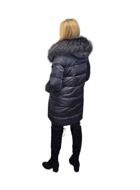 ELEGANCKI PŁASZCZ KURTKA ZIMOWA PIĘKNY NATURALNY LIS PLUS SIZE (DUŻE ROZMIARY)