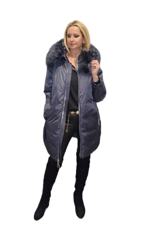 ELEGANCKI PŁASZCZ KURTKA ZIMOWA PIĘKNY NATURALNY LIS PLUS SIZE (DUŻE ROZMIARY)