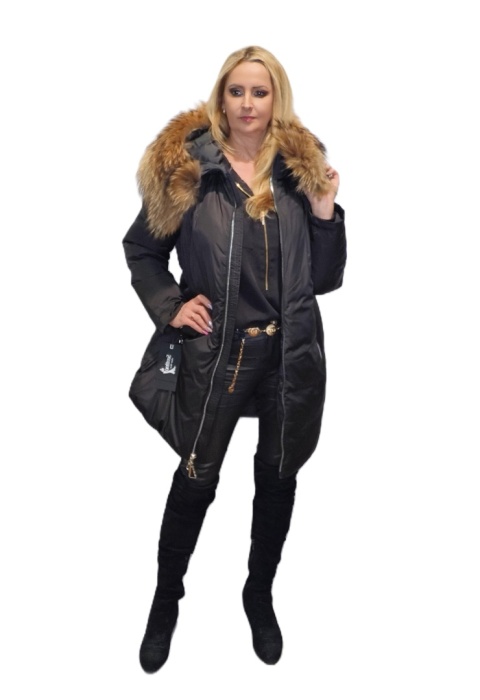 ELEGANCKI PŁASZCZ KURTKA ZIMOWA PIĘKNY NATURALNY JENOT PLUS SIZE (DUŻE ROZMIARY)