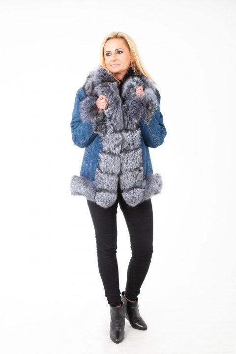 EKSKLUZYWNA PARKA DŻINSOWA DAMSKA OBSZYTA PIĘKNYM NATURALNYM FUTREM Z LISA EKSKLUZYWNA PARKA DŻINSOWA DAMSKA OBSZYTA PIĘKNYM NATURALNYM FUTREM Z LISA